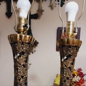 Mid-century Japanese Brutalist Brass Lamps